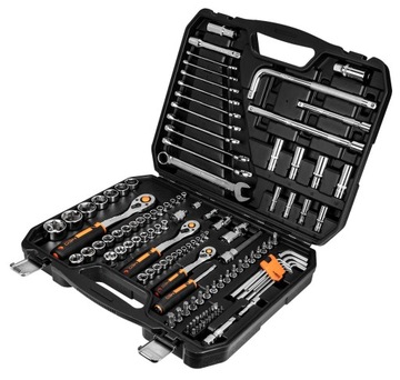 Ключи торцовые NEO 126 шт. - Чемодан 1/4, 3/8, 1/2 | Набор инструментов НЕО