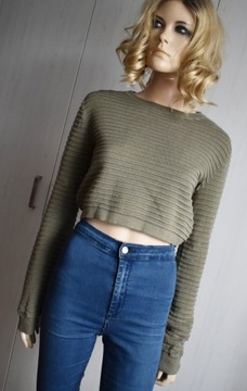 Bluzka koszulka 34 XS krótka do pasa crop top H&M