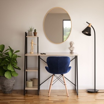 НАСТЕННОЕ ЗЕРКАЛО, ОВАЛ, ЗОЛОТАЯ МЕТАЛЛИЧЕСКАЯ РАМА, ЛОФТ ДЛЯ СПАЛЬНИ, ГОСТИНОЙ, ВАННОЙ КОМНАТЫ