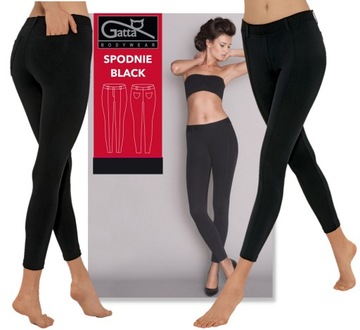 Gatta SPODNIE BLACK legginsy damskie czarne XL