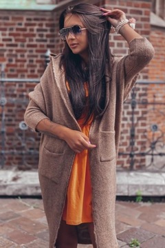 Длинный кардиганский кардиган с капюшоном