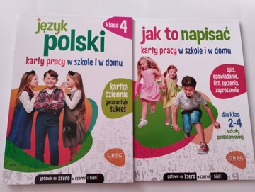 KARTY PRAC Język Polski kl 4 + Jak to napisać x2 Nauka w szkole domu GREG