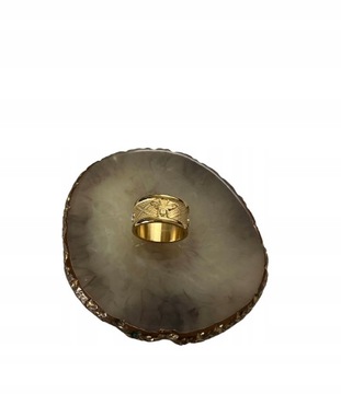 1524 Złoty pierścionek obrączka szeroka MUCHA CYRKONIE r 10/20mm stal