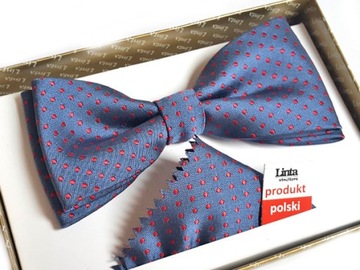 MUCHA / MUSZKA MĘSKA SZARA / GRANATOWA W KROPKI