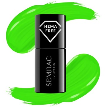 SEMILAC 447 Loco Lime Lakier Hybrydowy do paznokci Zielony Neonowy 7ml
