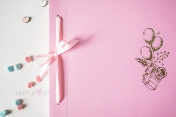 Album tradycyjny 20x30 zdjęcia wklejane dzieci RÓŻOWY APARACIK Sesja foto