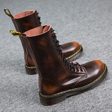 40 GLANY BOTKI OFICERKI DR COMBAT BOOTS SKÓRZANE TRAPERKI KOZAKI 14 DZIUREK