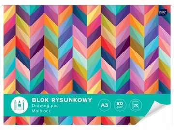 INTERDRUK Blok rysunkowy A3 BIAŁY 20 kartek KOLORY