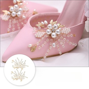 ПРЯЖКИ ДЛЯ ОБУВИ ЦВЕТЫ СВАДЕБНЫЕ УКРАШЕНИЯ УКРАШЕНИЯ С ЖЕМЧУГОМ ЗАЖИМЫ СЪЕМНЫЕ PLN