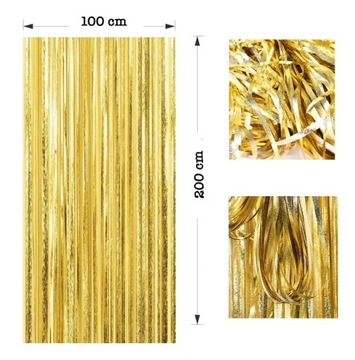 Kurtyna foliowa złota chromowana 100x200cm Ścianka Urodziny Rocznicę Ślub