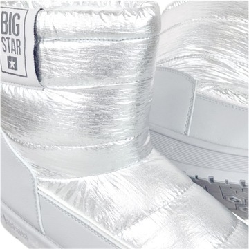 Śniegowce damskie buty ocieplane srebrne z futerkiem BIG STAR II274118 37