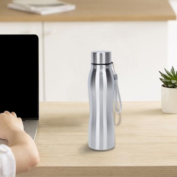 Butelka na wodę Metalowa z uchwytem i sznurkiem Kubek do picia na kemping 1L 7,8x29cm