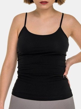 BLUZKA TOP KOSZULKA DAMSKA GŁADKA RAMIĄCZKA ELASTYCZNA BAWEŁNIANA CZARNA M