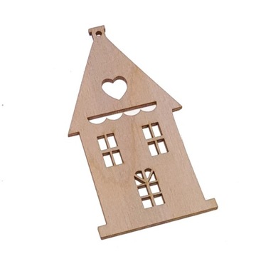 ДЕРЕВЯННЫЕ КУЛОНЫ УКРАШЕНИЯ ДОМА С СЕРДЦЕМ РОЖДЕСТВЕНСКИЙ ДЕКОР 5ШТ.