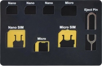 ZESTAW ADAPTERÓW KARTY SIM NANO MICRO SZPILKA