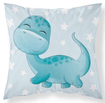 Poszewka na poduszkę 40x40 dino dinozaur niebieski dla dziecka