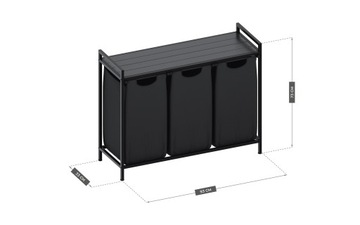 КОРЗИНА ДЛЯ БЕЛЬЯ ТРЕХКОМНАТНАЯ Mark Adler Tidy 3.0 Черная 38л