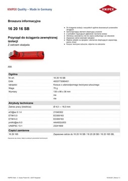KNIPEX 16 20 16 Инструмент для снятия изоляции