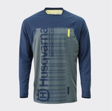 Koszulka Motocyklowa Husqvarna Authentic Niebiesko-Szaro-Żółta (Rozmiar:XL)