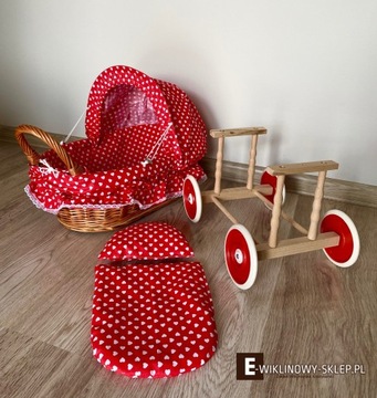 Плетеная игрушечная коляска для кукол - изготовлена ​​из лозы