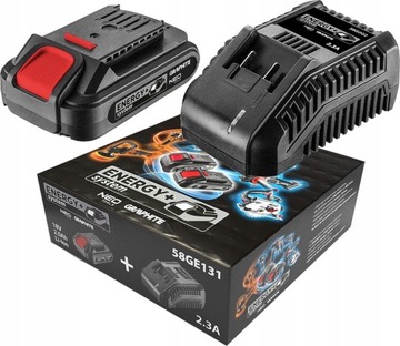GRAPHITE ZESTAW AKUMULATOR 2Ah BATERIA LI-ION 58GE131 + ŁADOWARKA ENERGY+