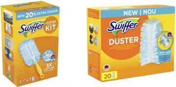 Duży zestaw swiffer duster kit do kurzu rączka + 27 wkładów wymiennych