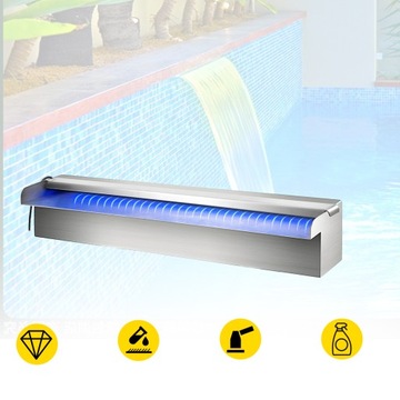 Фонтан для бассейна VEVOR 60 см, нержавеющая сталь, светодиодный