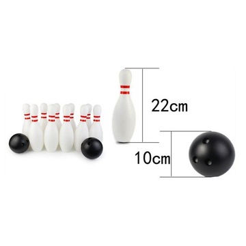 12-częściowy zestaw do gry w kręgle dla dzieci z 10 kręglami i 2 kulami, 22 cm
