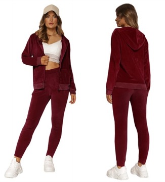 DRES damski ROZPINANY WELUROWY komplet bordo 91 M