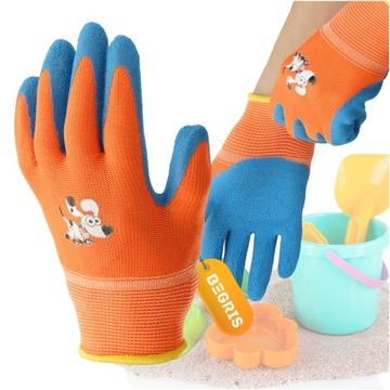 RĘKAWICE OCHRONNE ROBOCZE OGRODOWE DLA DZIECI DZIECKA DZIECIĘCE R 6 MOCNE