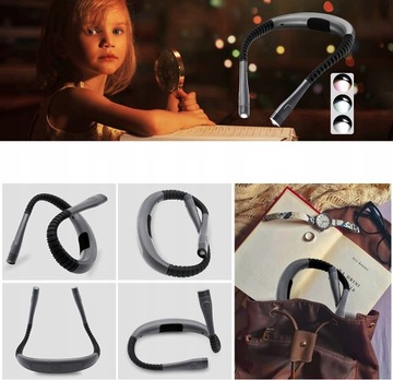 Светодиодный фонарь для чтения на шее, перезаряжаемый USB C