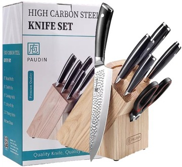 Komplet noży kuchennych Santoku w bloku 6 sztuk