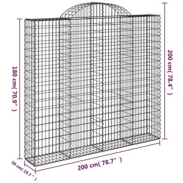 Kosze gabionowe, 10 szt, 200x50x180/200cm, galwanizowane żelazo Lumarko!
