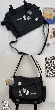 Мужская сумка большой вместимости в стиле ретро + 4 значка и 1 кулон в виде пингвина