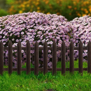 20x Забор GARDEN, пластик, коричневый, бордюр, частокол, бордюр газона, 6 м