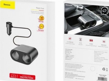 Разветвитель прикуривателя Baseus 2x USB-A 0,60 м