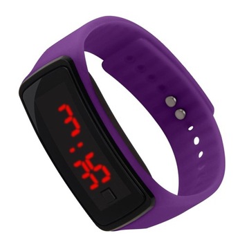 Inteligentny cyfrowy zegarek LED z ekranem dotykowym w kolorze fioletowym