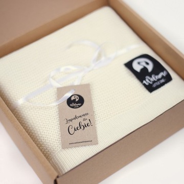 KOCYK KOC BAMBUSOWY BAWEŁNIANY DZIECIĘCY DLA DZIECKA ECRU 80x100