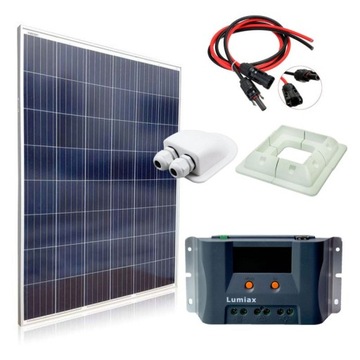 Zestaw komplet zasilania solarnego NA KAPERA PRZYCZEPĘ panel słoneczny 375W