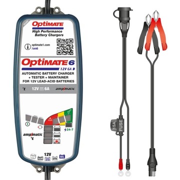 OPTIMATE ŁADOWARKA AKUMULATORÓW OPTIMATE 6 AMPMATIC 12V 6A, 3-144AH, AGM /