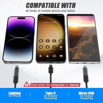 ИНСПЕКЦИОННАЯ КАМЕРА для IPHONE ANDROID 3в1 ЭНДОСКОПИЧЕСКАЯ 5М 2xFULL HD