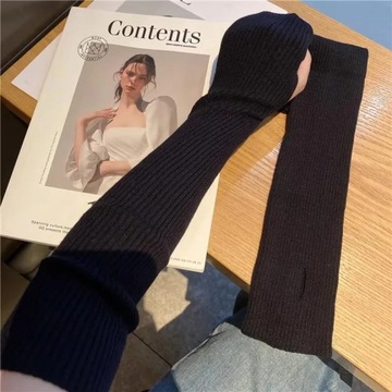 Winter Women Arm Warmers Knitted Woolen Arm Sleeve Fine Long Knitted