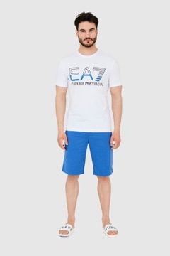 EA7 T-shirt męski biały z dużym czarnym logo M