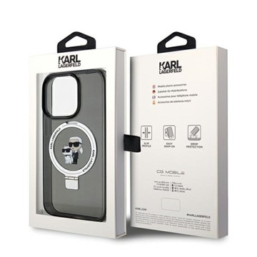 Чехол Karl Lagerfeld для iPhone 14 Pro Max, черный чехол с подставкой Ring Stand Mag