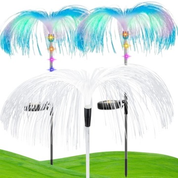 LAMPA SOLARNA OGRODOWA MEDUZA RGB WBIJANA Z CZUJNIKIEM ŚWIATŁOWODOWA 2 szt.