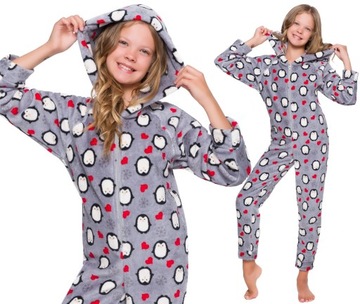 PIŻAMA DZIEWCZĘCY KOMBINEZON KAPTUR ONESIE 164