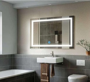 LUSTRO LED 80x60 ŁAZIENKOWE PODŚWIETLANE LEDOWE WŁĄCZNIK DOTYK PREMIUM