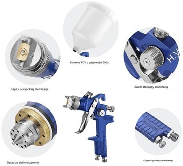 ПИСТОЛЕТ ДЛЯ ПОКРАСКИ HVLP, НАСАДКА 1,4мм, БАК 600МЛ