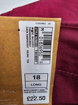 M&S spodnie jeansowe bordowe jegging 46