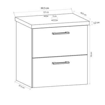 Подвесной шкафчик для ванной комнаты с умывальником-накладкой LUNA 80 COLORS ПРОИЗВОДИТЕЛЬ